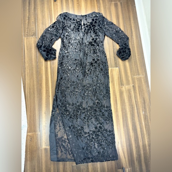 Size L Sheer Long Sleeved Animal Print Maxi Key Hole Round Neck Dress whimsigoth - Picture 8 of 13